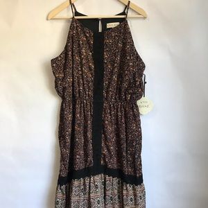 Knox Rose NWT Black Floral Ruffle Dress